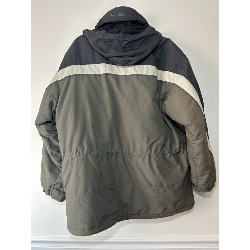 Pacific Trail Jacket Mens XL Grey/Green Hooded Full Zip Fleece Lined Winter Warm - Picture 2 of 9